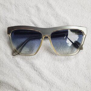 Vintage 80s New Wave Punk Women's Sunglasses Grey Silver Charby